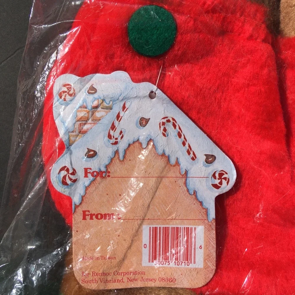 Vintage Christmas Stocking Teddy Bear Plush New Rennoc 1985 Santa’s Best NOS NIP